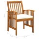 3058086 5 piece garden dining set with cushions solid acacia wood (45962+2x312128)