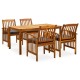 3058088 5 piece garden dining set with cushions solid acacia wood (45962+2x312130)