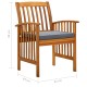 3058088 5 piece garden dining set with cushions solid acacia wood (45962+2x312130)