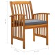 3058093 9 piece garden dining set with cushions solid acacia wood (45963+312130+2x312131)