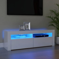 Magasfényű fehér tv-szekrény led-lámpákkal 120 x 35 x 40 cm