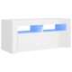 Magasfényű fehér tv-szekrény led-lámpákkal 90 x 35 x 40 cm