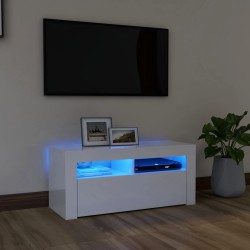 Magasfényű fehér tv-szekrény led-lámpákkal 90 x 35 x 40 cm