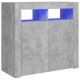 Betonszürke tálalószekrény led-világítással 80 x 35 x 75 cm