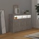 Betonszürke tálalószekrény led-világítással 115,5 x 30 x 75 cm