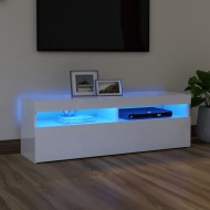Magasfényű fehér tv-szekrény led-lámpákkal 120 x 35 x 40 cm