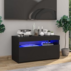 Fekete tv-szekrény led-világítással 75 x 35 x 40 cm