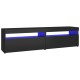 2 db fekete tv-szekrény led-világítással 75 x 35 x 40 cm