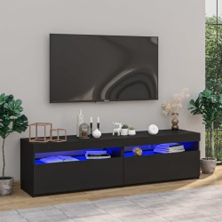 2 db fekete tv-szekrény led-világítással 75 x 35 x 40 cm