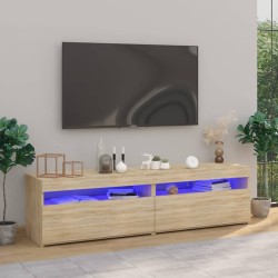 2 db sonoma-tölgyszínű tv-szekrény led-világítással 75x35x40 cm