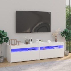 2 db magasfényű fehér tv-szekrény led-világítással 75x35x40 cm