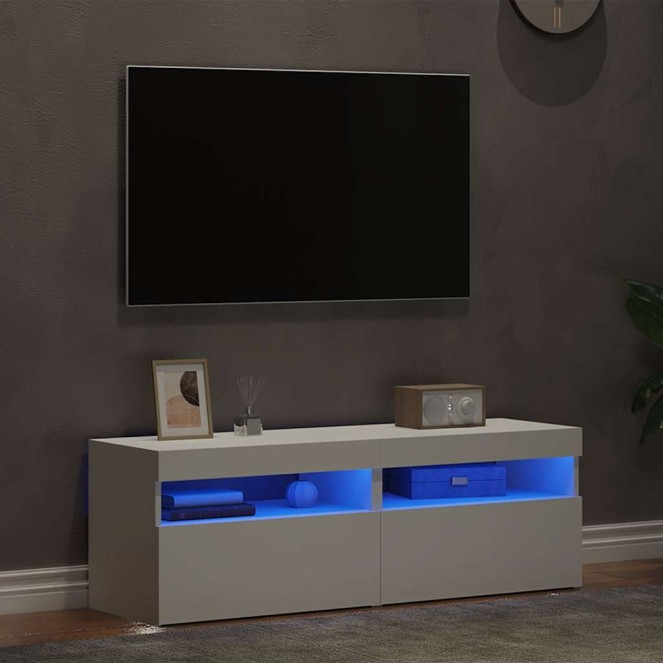 2 db fehér tv-szekrény led-lámpákkal 60 x 35 x 40 cm 2 db fehér tv-szekrény led-lámpákkal 60 x 35 x 40 cm