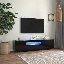 Fekete tv-szekrény led-lámpákkal 160 x 35 x 40 cm