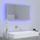 Betonszürke led-es forgácslap fürdőszobai tükör 80x8,5x37 cm