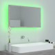 Betonszürke led-es forgácslap fürdőszobai tükör 80x8,5x37 cm