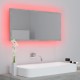 Betonszürke led-es forgácslap fürdőszobai tükör 90x8,5x37 cm