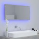 Betonszürke led-es forgácslap fürdőszobai tükör 90x8,5x37 cm