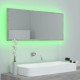 Betonszürke led-es forgácslap fürdőszobai tükör 100x8,5x37 cm