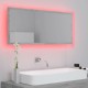 Betonszürke led-es forgácslap fürdőszobai tükör 100x8,5x37 cm