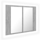Betonszürke led-es tükrös fürdőszobaszekrény 60 x 12 x 45 cm