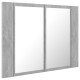 Betonszürke led-es tükrös fürdőszobaszekrény 60 x 12 x 45 cm