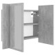 Betonszürke led-es tükrös fürdőszobaszekrény 60 x 12 x 45 cm