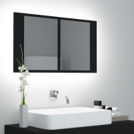 Fekete led-es tükrös fürdőszobaszekrény 80 x 12 x 45 cm