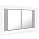 Betonszürke led-es tükrös fürdőszobaszekrény 80 x 12 x 45 cm