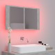 Betonszürke led-es tükrös fürdőszobaszekrény 80 x 12 x 45 cm