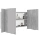 Betonszürke led-es tükrös fürdőszobaszekrény 80 x 12 x 45 cm