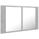 Betonszürke led-es tükrös fürdőszobaszekrény 80 x 12 x 45 cm