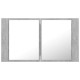 Betonszürke led-es tükrös fürdőszobaszekrény 80 x 12 x 45 cm