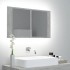 Betonszürke led-es tükrös fürdőszobaszekrény 80 x 12 x 45 cm