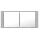 Betonszürke led-es tükrös fürdőszobaszekrény 100 x 12 x 45 cm