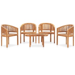 5 részes banán alakú tömör tíkfa kerti ülőgarnitúra