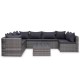 10 részes szürke polyrattan kerti bútorszett párnákkal