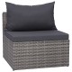 10 részes szürke polyrattan kerti bútorszett párnákkal