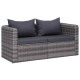 10 részes szürke polyrattan kerti bútorszett párnákkal