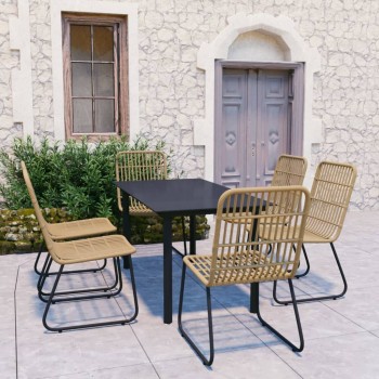 7 részes polyrattan és üveg kültéri étkezőgarnitúra