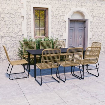 9 részes polyrattan és üveg kültéri étkezőgarnitúra