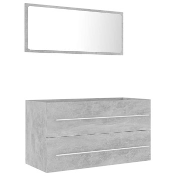 2 részes betonszürke forgácslap fürdőszobai bútorszett