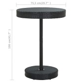 5 részes fekete polyrattan kerti bárszett párnákkal