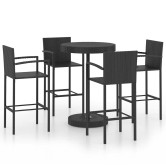 5 részes fekete polyrattan kerti bárszett 5 részes fekete polyrattan kerti bárszett