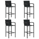 5 részes fekete polyrattan kültéri bárszett kartámasszal