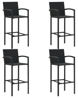 5 részes fekete polyrattan kültéri bárszett kartámasszal