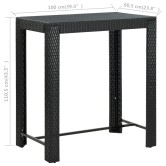 5 részes fekete polyrattan kültéri bárszett kartámasszal