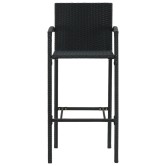 5 részes fekete polyrattan kültéri bárszett kartámasszal
