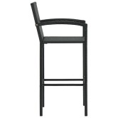 5 részes fekete polyrattan kültéri bárszett kartámasszal