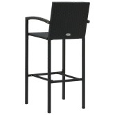 5 részes fekete polyrattan kültéri bárszett kartámasszal