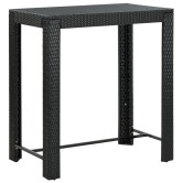 5 részes fekete polyrattan kültéri bárszett kartámasszal